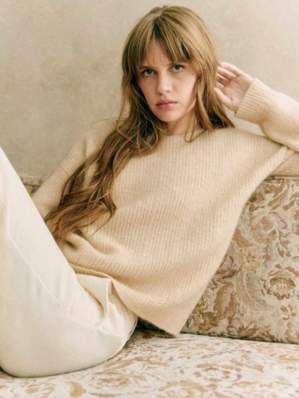EUC Sezane Brad Alpaca Blend Sweater Sand Beige Small